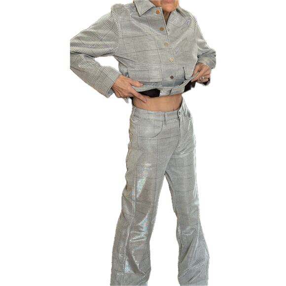 NWT Noli SET Siver Plaid Jacket & Pants. - Picture 11 of 16